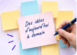 Des idées notées sur des papiers colorés — illustration fictive
